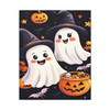 Ghostly Halloween Fun: Cute Cartoon Spirits, Spooky Festive Night Scene - Unframed Canvas Wall Art Decor