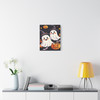 Ghostly Halloween Fun: Cute Cartoon Spirits, Spooky Festive Night Scene - Unframed Canvas Wall Art Decor