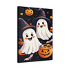 Ghostly Halloween Fun: Cute Cartoon Spirits, Spooky Festive Night Scene - Unframed Canvas Wall Art Decor