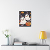 Ghostly Halloween Fun: Cute Cartoon Spirits, Spooky Festive Night Scene - Unframed Canvas Wall Art Decor