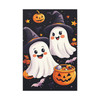 Ghostly Halloween Fun: Cute Cartoon Spirits, Spooky Festive Night Scene - Unframed Canvas Wall Art Decor
