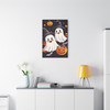 Ghostly Halloween Fun: Cute Cartoon Spirits, Spooky Festive Night Scene - Unframed Canvas Wall Art Decor