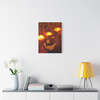 Glowing Halloween Jack-o'-Lantern: Autumn's Spooky Charm, Classic Pumpkin Decoration - Unframed Canvas Wall Art Decor
