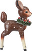 Retro Inspired Standing Deer Fawn Figurine With Wreath 9.25 Inch from Primitives by Kathy