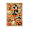 Pumpkin Patch Parade: Whimsical Halloween Illustration, Cute Jack-o'-Lantern Art - Unframed Canvas Wall Art Decor