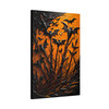 Nocturnal Phantasmagoria: Gothic Halloween Silhouettes, Bat Feather Flames - Unframed Canvas Wall Art Decor