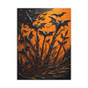 Nocturnal Phantasmagoria: Gothic Halloween Silhouettes, Bat Feather Flames - Unframed Canvas Wall Art Decor