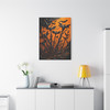 Nocturnal Phantasmagoria: Gothic Halloween Silhouettes, Bat Feather Flames - Unframed Canvas Wall Art Decor