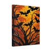 Nocturnal Haunt: Halloween Gothic Landscape, Bat Silhouette Artwork - Unframed Canvas Wall Art Decor