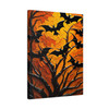 Nocturnal Haunt: Halloween Gothic Landscape, Bat Silhouette Artwork - Unframed Canvas Wall Art Decor