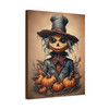 Jack-o'-Lantern's Autumn Masquerade: Halloween Pumpkin Illustration, Whimsical Seasonal Art - Unframed Canvas Wall Art Decor