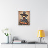 Jack-o'-Lantern's Autumn Masquerade: Halloween Pumpkin Illustration, Whimsical Seasonal Art - Unframed Canvas Wall Art Decor