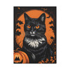 Midnight's Whisker: Halloween Feline Silhouette, Graphic Art Autumn Noir - Unframed Canvas Wall Art Decor