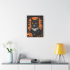 Midnight's Whisker: Halloween Feline Silhouette, Graphic Art Autumn Noir - Unframed Canvas Wall Art Decor