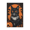 Midnight's Whisker: Halloween Feline Silhouette, Graphic Art Autumn Noir - Unframed Canvas Wall Art Decor