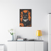 Midnight's Whisker: Halloween Feline Silhouette, Graphic Art Autumn Noir - Unframed Canvas Wall Art Decor