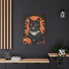 Midnight's Whisker: Halloween Feline Silhouette, Graphic Art Autumn Noir - Unframed Canvas Wall Art Decor