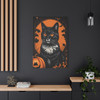 Midnight's Whisker: Halloween Feline Silhouette, Graphic Art Autumn Noir - Unframed Canvas Wall Art Decor