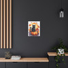 Midnight's Autumn Embrace: Feline Seasons, Halloween Watercolor Magic - Unframed Canvas Wall Art Decor