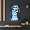 Ethereal Mortality: Day of the Dead Skull, Digital Memento Mori Art - Unframed Canvas Wall Art Decor