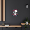 Mortal Bloom: Skull and Roses Graphic Design, Edgy Alternative Art Composition - Unframed Canvas Wall Art Decor