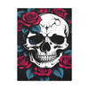 Mortal Bloom: Skull and Roses Graphic Design, Edgy Alternative Art Composition - Unframed Canvas Wall Art Decor
