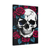 Mortal Bloom: Skull and Roses Graphic Design, Edgy Alternative Art Composition - Unframed Canvas Wall Art Decor