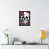 Mortal Bloom: Skull and Roses Graphic Design, Edgy Alternative Art Composition - Unframed Canvas Wall Art Decor