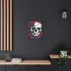 Mortal Bloom: Skull and Roses Graphic Design, Edgy Alternative Art Composition - Unframed Canvas Wall Art Decor