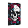 Mortal Bloom: Skull and Roses Graphic Design, Edgy Alternative Art Composition - Unframed Canvas Wall Art Decor