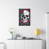 Mortal Bloom: Skull and Roses Graphic Design, Edgy Alternative Art Composition - Unframed Canvas Wall Art Decor
