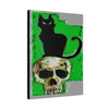 Spectral Descent: Feline Silhouette of Mortality, Grunge Digital Art Composition - Unframed Canvas Wall Art Decor
