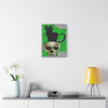 Spectral Descent: Feline Silhouette of Mortality, Grunge Digital Art Composition - Unframed Canvas Wall Art Decor