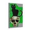 Spectral Descent: Feline Silhouette of Mortality, Grunge Digital Art Composition - Unframed Canvas Wall Art Decor