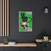 Spectral Descent: Feline Silhouette of Mortality, Grunge Digital Art Composition - Unframed Canvas Wall Art Decor