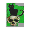 Spectral Descent: Feline Silhouette of Mortality, Grunge Digital Art Composition - Unframed Canvas Wall Art Decor