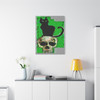 Spectral Descent: Feline Silhouette of Mortality, Grunge Digital Art Composition - Unframed Canvas Wall Art Decor