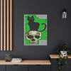 Spectral Descent: Feline Silhouette of Mortality, Grunge Digital Art Composition - Unframed Canvas Wall Art Decor