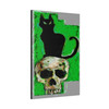 Spectral Descent: Feline Silhouette of Mortality, Grunge Digital Art Composition - Unframed Canvas Wall Art Decor