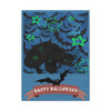 Neon Nocturne: Halloween Haunt, Spooky Bat Silhouette Graphic - Unframed Canvas Wall Art Decor