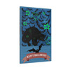 Neon Nocturne: Halloween Haunt, Spooky Bat Silhouette Graphic - Unframed Canvas Wall Art Decor