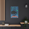 Neon Nocturne: Halloween Haunt, Spooky Bat Silhouette Graphic - Unframed Canvas Wall Art Decor