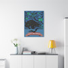 Neon Nocturne: Halloween Haunt, Spooky Bat Silhouette Graphic - Unframed Canvas Wall Art Decor