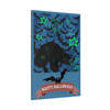 Neon Nocturne: Halloween Haunt, Spooky Bat Silhouette Graphic - Unframed Canvas Wall Art Decor