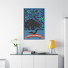 Neon Nocturne: Halloween Haunt, Spooky Bat Silhouette Graphic - Unframed Canvas Wall Art Decor