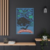 Neon Nocturne: Halloween Haunt, Spooky Bat Silhouette Graphic - Unframed Canvas Wall Art Decor