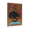 Midnight Whiskers: Halloween Cat Illustration, Vintage Spooky Design - Unframed Canvas Wall Art Decor