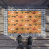 Kawaii Halloween Parade: Cute Cartoon Characters, Whimsical Seasonal Pattern Doormat