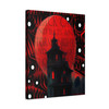Crimson Nocturne: Gothic House Silhouette, Dark Graphic Design Composition - Unframed Canvas Wall Art Decor 16″ x 20″ (Vertical)/1.25"
