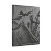 Gothic Grayscale Landscape, Surreal Bat Migration - Unframed Canvas Wall Art Decor 16″ x 20″ (Vertical)/1.25"